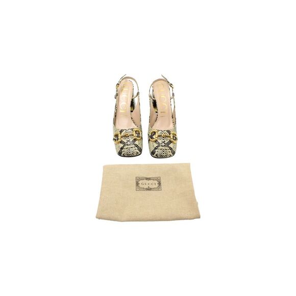 Gucci Horsebit Snakeskin-Embossed Slingback Pumps in Multicolor Leather - Picture 6 of 7